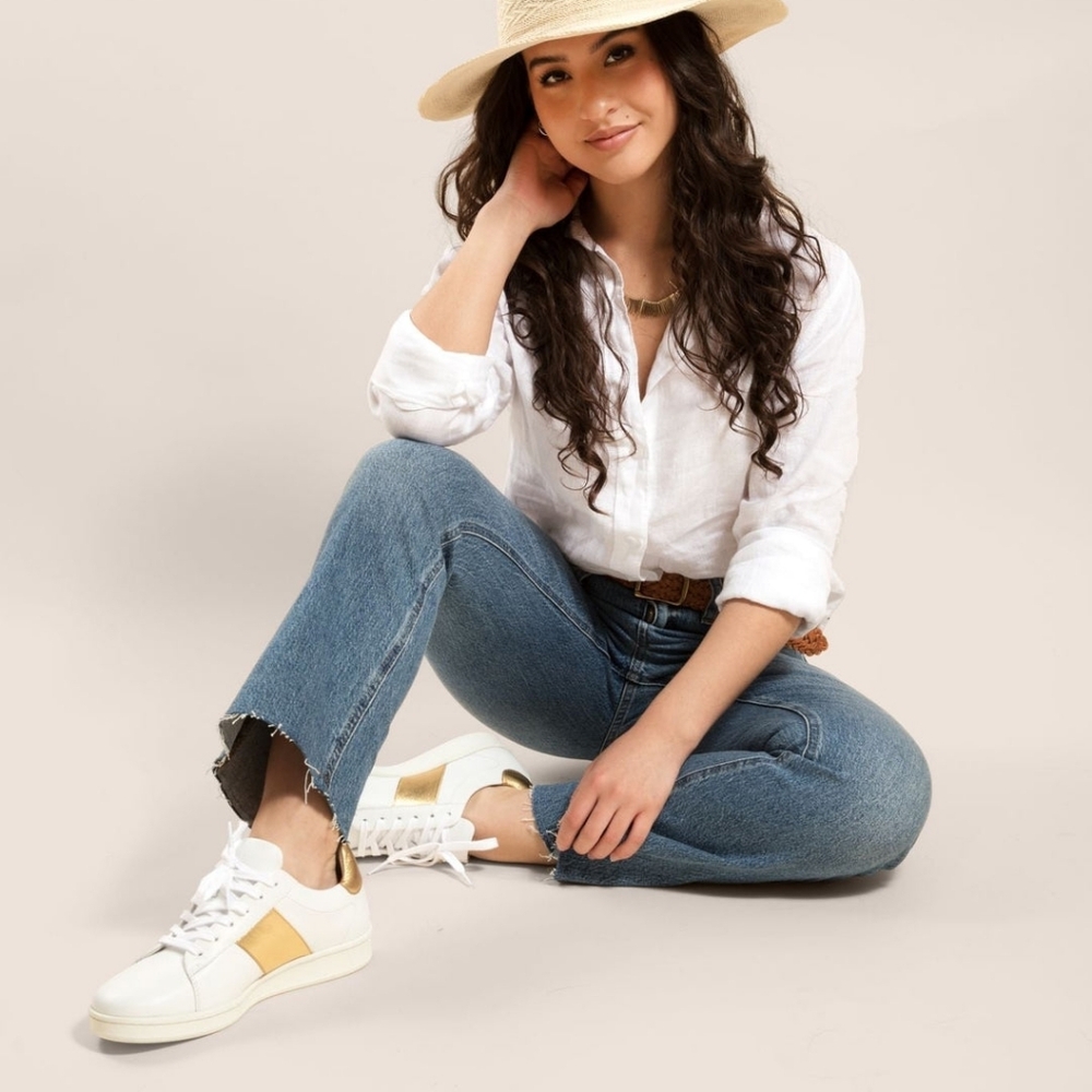 Joyasol Paisley white gold sneakers 37 6.5-7 - Picture 3 of 15